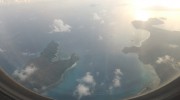 Seychellen, Landeanflug, Praslin und Curieuse