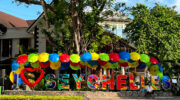Schriftzug "I love Seychelles" in Victoria, Mahé, Seychellen